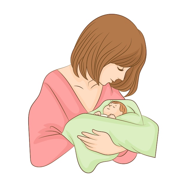 Concept of mother's day Sweet and kind mother embracing baby