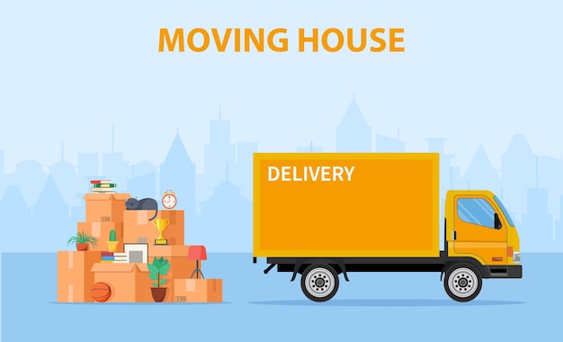Vector concept moving house.