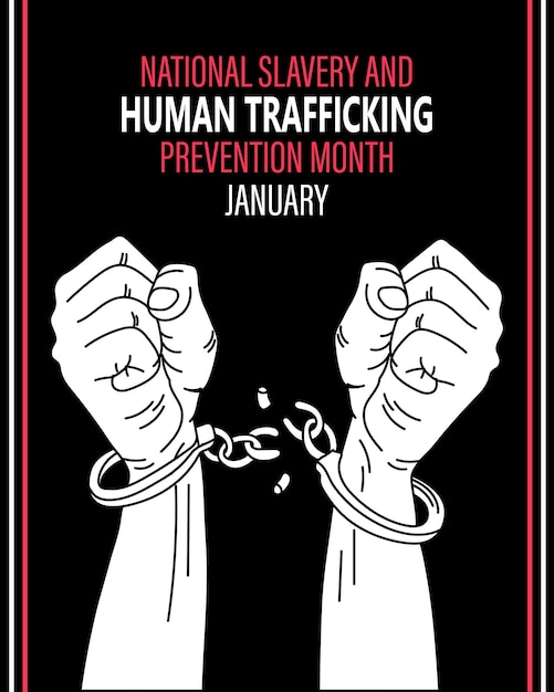 The concept of national slavery and human trafficking, men's hands break the chains. Illustration