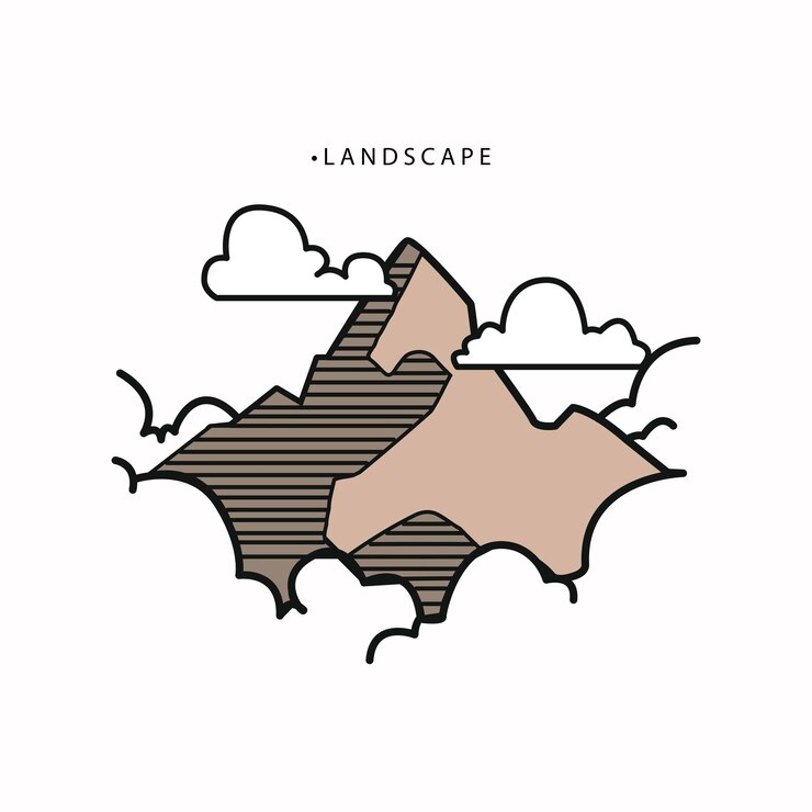 Vector the concept of nature and travel. the picture shows mountains and clouds.