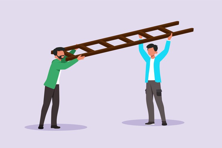 Vector concept of neighbors sharing things and helping each other colored flat vector illustration isolated