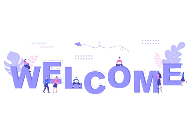 Vector concept new team member welcome word people celebrate greeting concept vector illustration