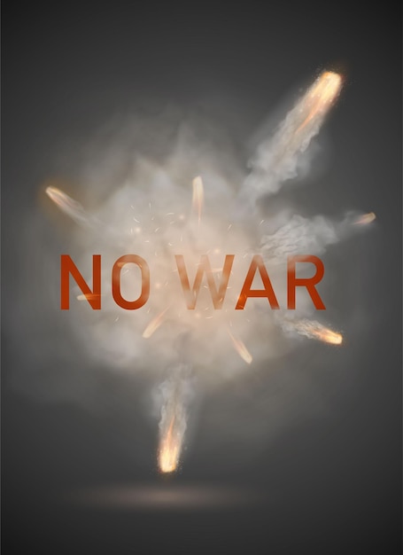 Vector the concept of no war explosion trail smoke bang isolated on dark background