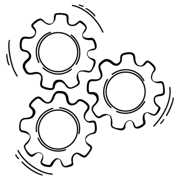 벡터 비즈니스 아이디어의 개념 손으로 그린 기어  ⁇ 터 일러스트레이션의 두들레 스케치 스타일