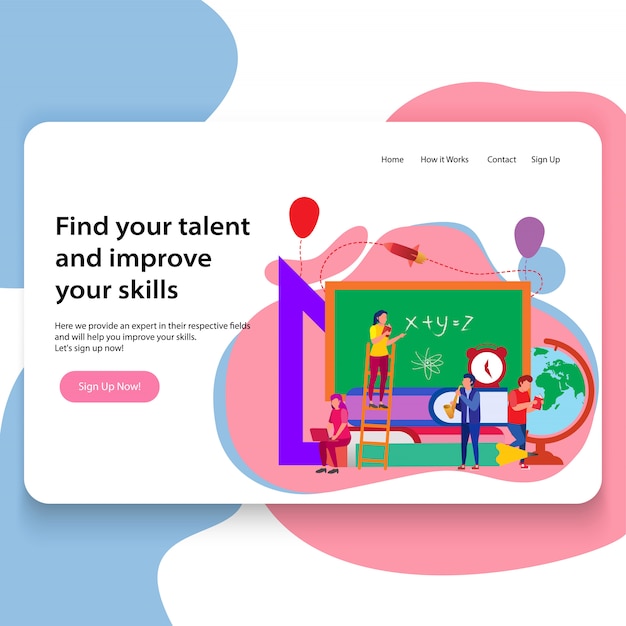 Вектор Концепция landing page образовательный сайт