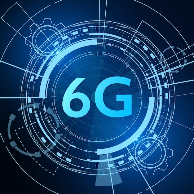 Вектор Концепция технологии мобильной сети 6g, телекоммуникации нового поколения, высокоскоростной мобильный интер