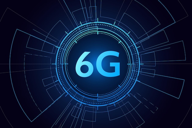 Вектор Концепция технологии мобильной сети 6g, телекоммуникации нового поколения, высокоскоростной мобильный интер