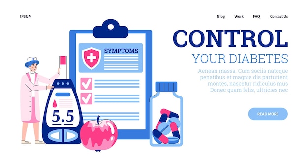 Концепция всемирного дня борьбы с диабетом - векторный шаблон целевой страницы