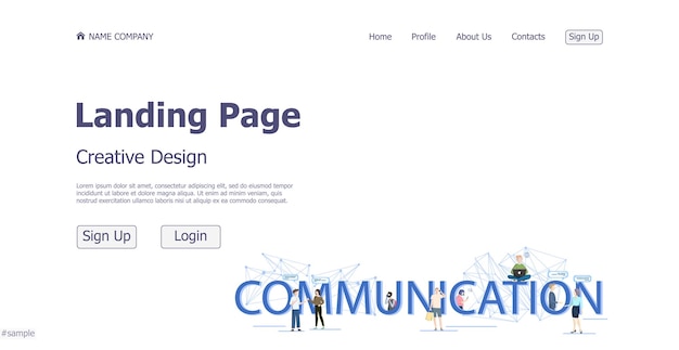 Concept ontwerp concept communicatie middel bestemmingspagina website vector