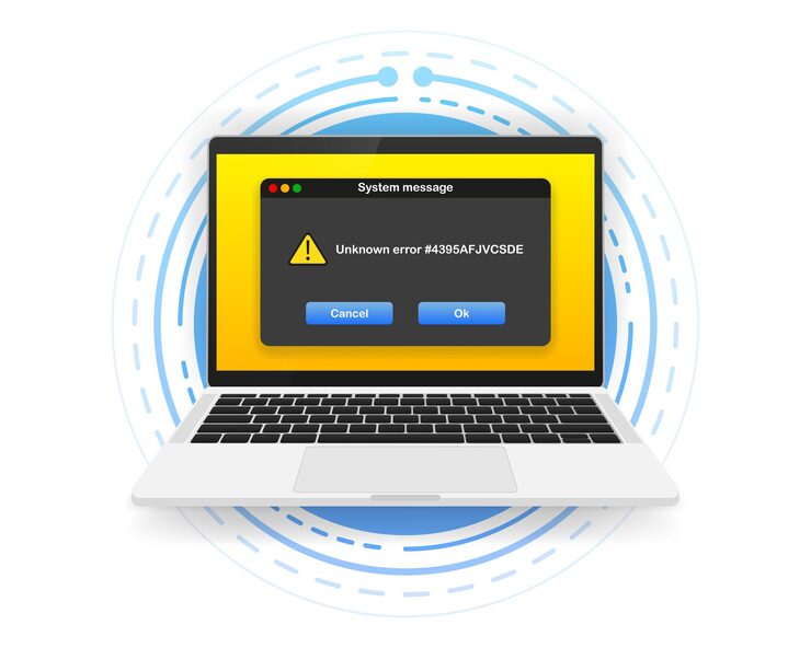 Vector concept operating system error warning for web page on screen computer. 404 error web page. error warning window operating system. vector illustration.