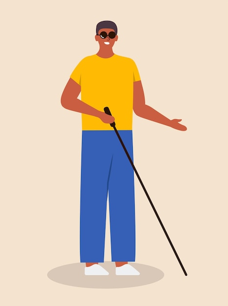 Vector concept people with disability man this is an inclusive illustration of a blind man