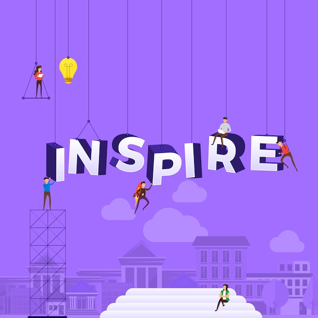 テキストinspireを構築するために働く概念の人々。図。