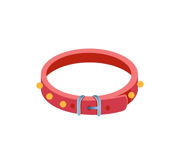 Concept Pet collar The illustration features a red pet collar designed in a flat vector style