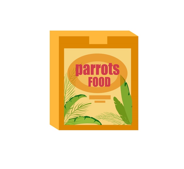 Concept Pet zoo parrots food This illustration features a flat vector cartoonstyle design concept