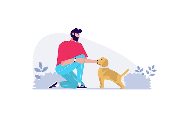 Vector concept pets with people scene