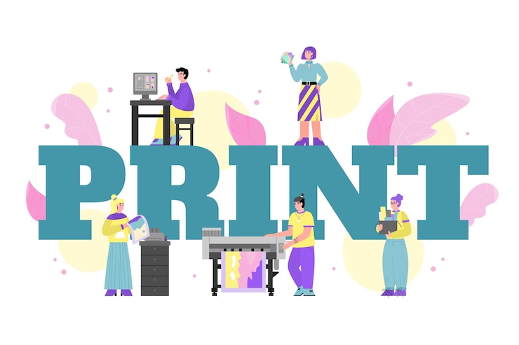 Vector concept of printing house or industrial print production a vector illustration