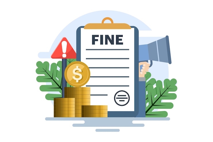 Vector the concept of punishment documents or city taxes or parking fees as fines from the authorities