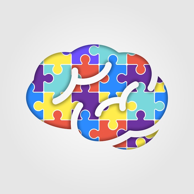 Puzzle concettuale all'interno del cervello