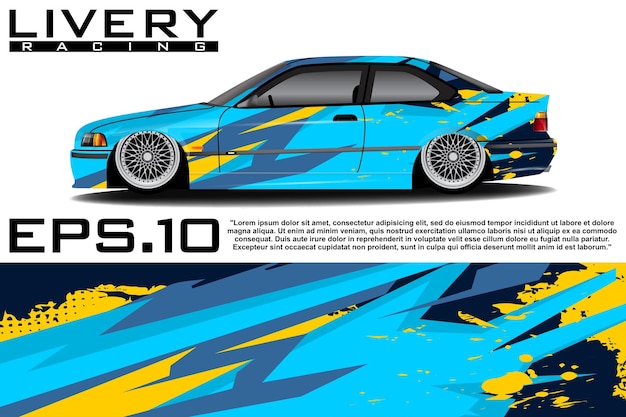 The concept of a racing car wrap sticker livery. Abstract background for wrapping vehicles, race car