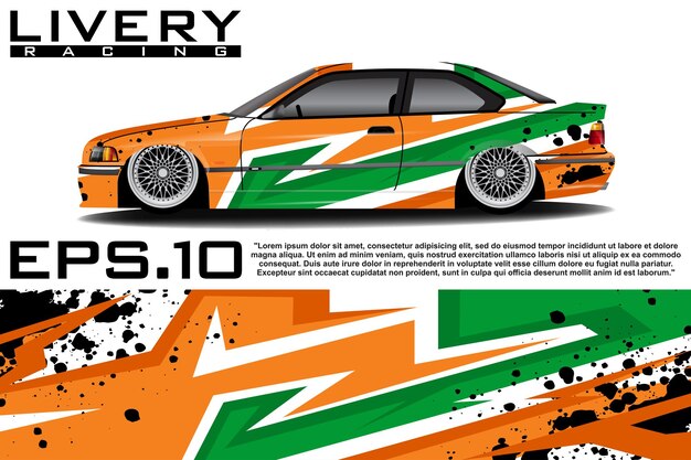 The concept of a racing car wrap sticker livery. Abstract background for wrapping vehicles, race car