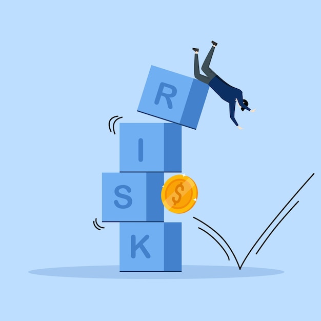 Concept of Risk in investing, volatility and fluctuation of stock market that price will decrease.