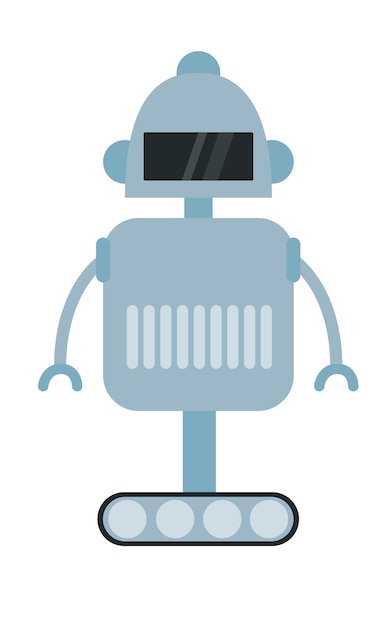 Concept Robot Dit is een platte cartoonillustratie van een grijze schattige robot op een witte achtergrond