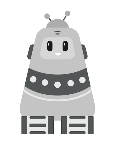 Concept Robot This is an illustration of a grey cute robot on a white background