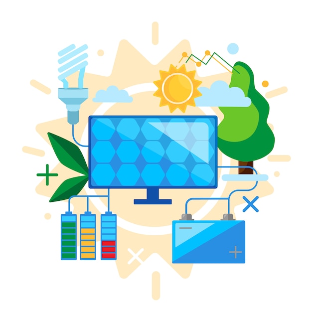 Concept safe and use alternative renewable energy. Solar energy concept design. Solar panel green energy