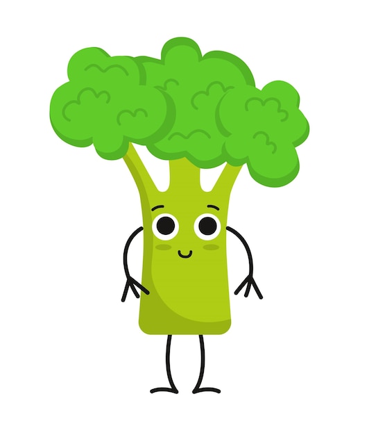 Vector concept schattig veganistisch eten broccoli groente de afbeelding geeft het concept van veganisme weer