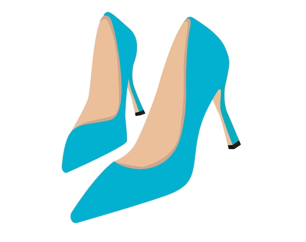 Concept Schoeisel damesschoenen met blauwe hakken De afbeelding toont een paar schoenen met blauwe hakken