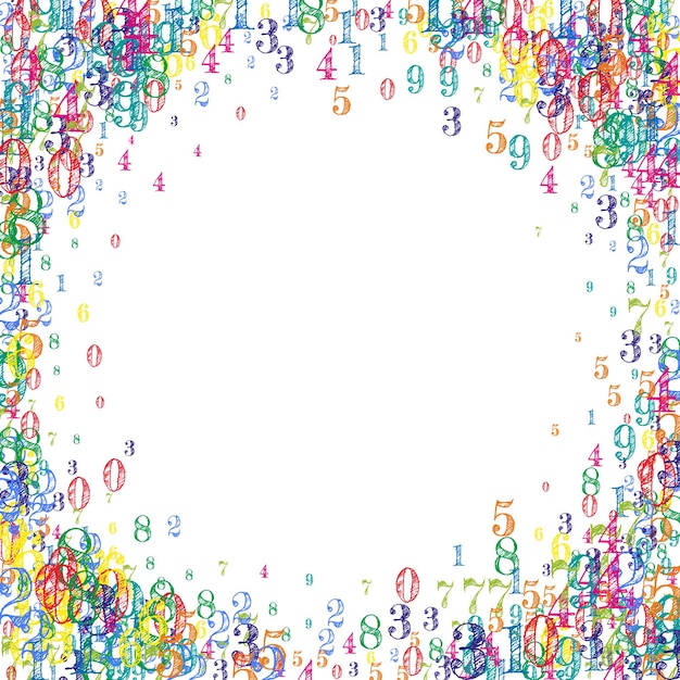 学校の背景の概念 カラフルな子供的な数字と数字は 学校の数学に戻ります