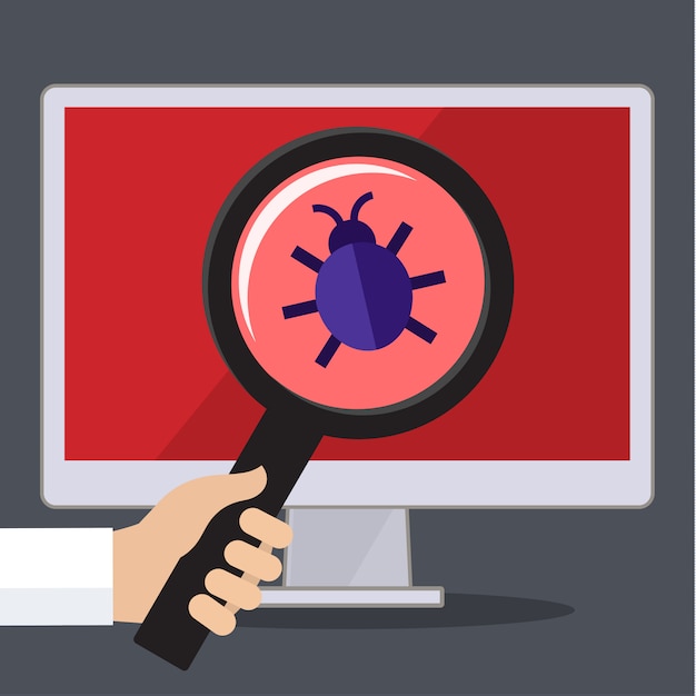 Concetto di ricerca di bug e virus