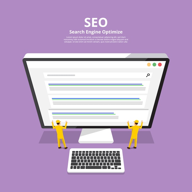 Concept seo (ottimizzazione dei motori di ricerca). illustrare.