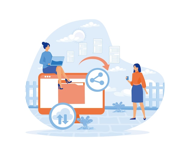 concept of sharing file data transfer transfer of documentation cloud service file management