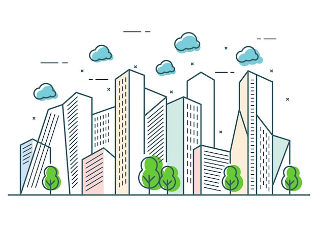 Concept simple city line illustration design