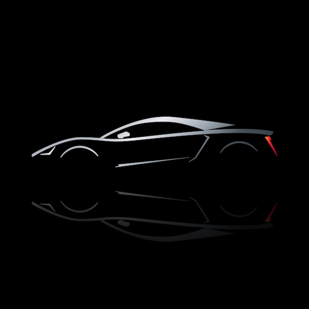 Vector concept sport car silhouette with reflection.