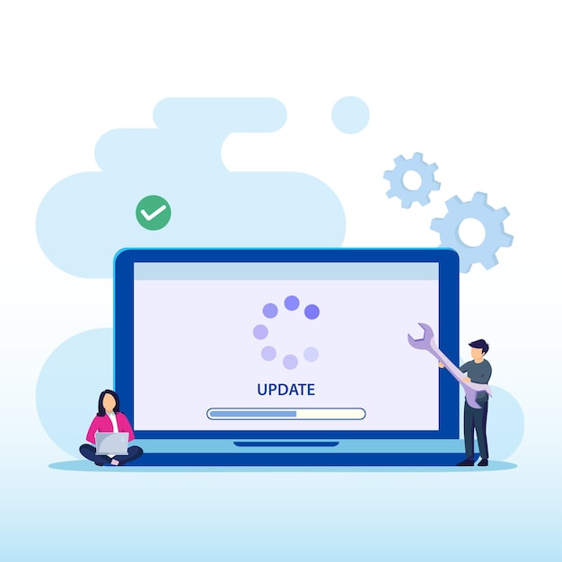 Vector concept of system update software installation premium vector