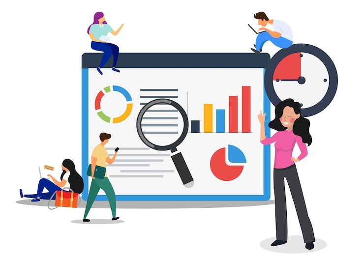 Vector concept of target marketing digital content marketing customer targeting flat cartoon illustration
