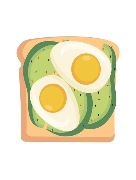 Concept Tasty toast with avocado and egg An illustration created using flat vector techniques