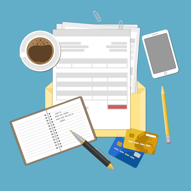 Vector concept of tax payment and invoice.