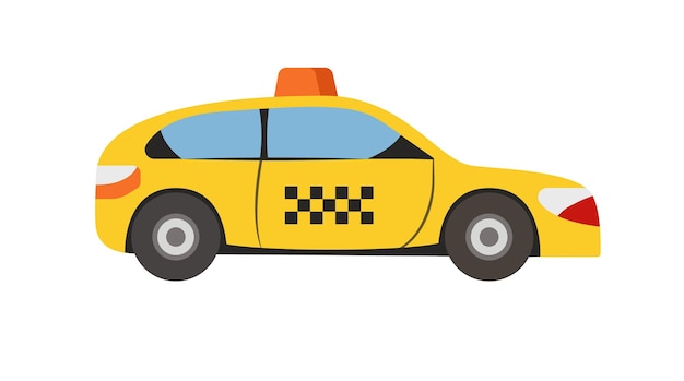 Concept taxi car This is a flat vector cartoon concept illustration of a yellow taxi car