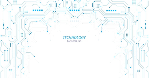 Concetto di tecnologia schema del circuito blu sistema di connessione del circuito blu hightech tecnologia astratta vettoriale su sfondo bianco