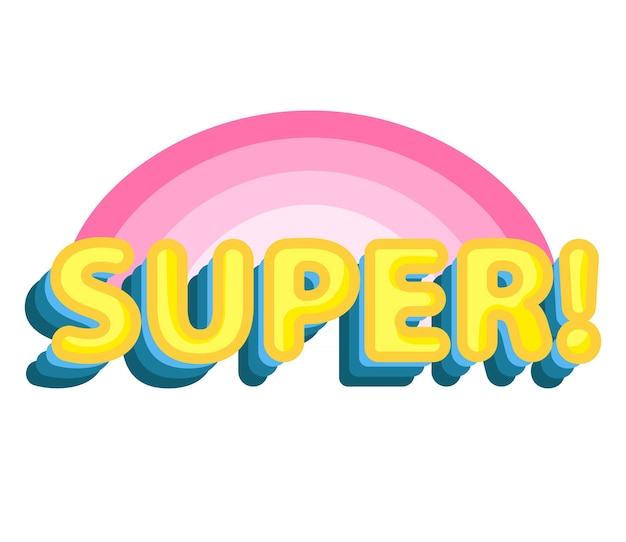 Vector concept text super rainbow this flat cartoonstyle illustration is designed for web use