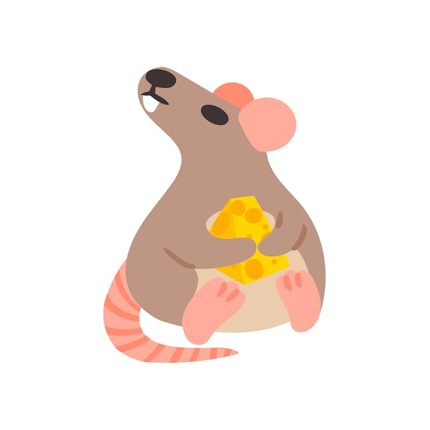 Концепция зубастой крысы с векторной иллюстрацией сыра Изображение на белом фоне