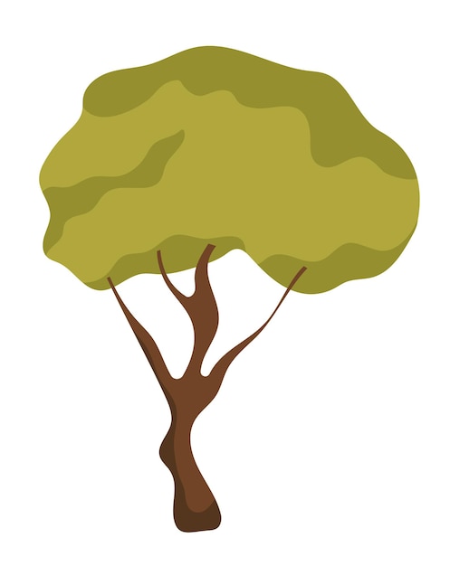 Concept Tree This illustration features a cartoon green tree designed in a flat vector style