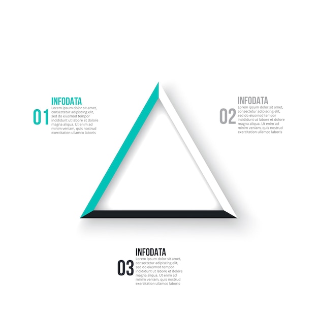 Concept of triangle diagram with 3 options. Infographic design template for presentation.