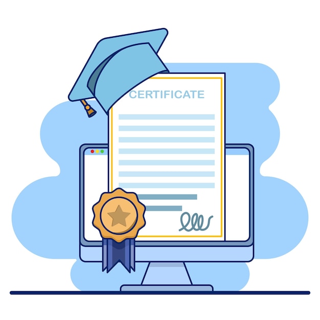 concept van afstudeercertificaat of onderwijsdiploma voor het succes van het leren van studenten