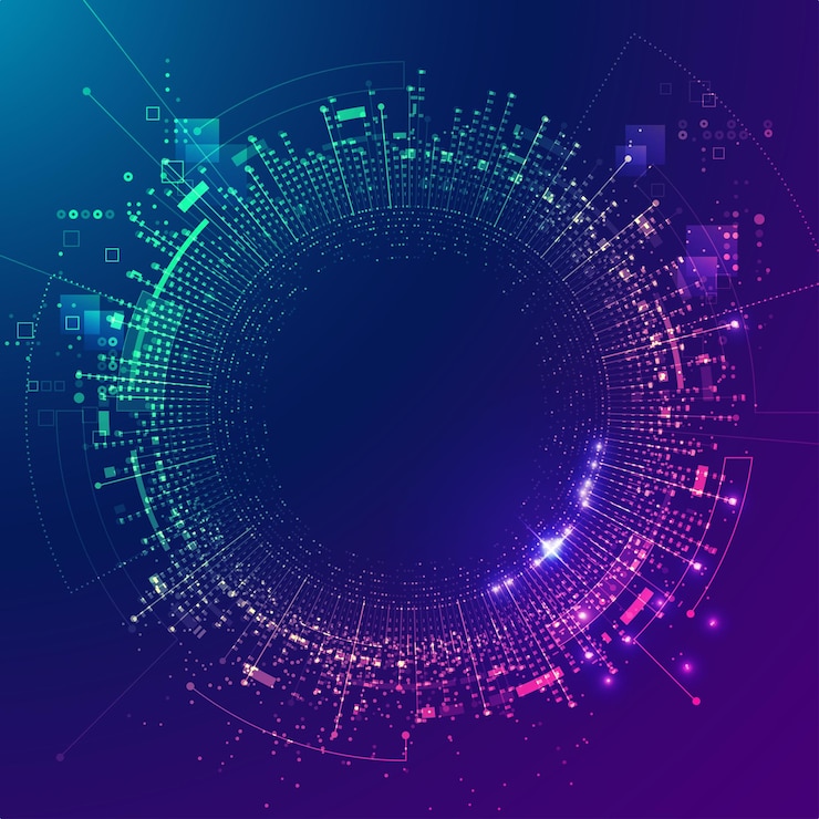 Vector concept van big data of digitale transformatietechnologie grafisch van futuristische technische achtergrond
