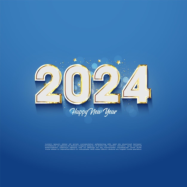 concept van blauw gekleurde achtergrond en transparante bubbels voor de viering van het nieuwe jaar 2024