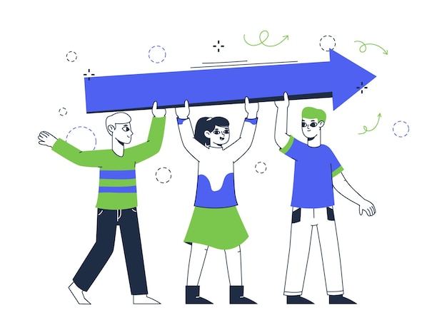 Concept van de bedrijfsgroeistrategie Leiderschap van het bedrijf en het bereiken van bedrijfsdoelstellingen Succesvolle verkoopstrategie Marketing platte vector illustratie Bedrijfsdoelstellingen scène